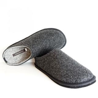 LOWENWEISS EASY BICOLOR MEN'S SLIPPERS WOOL ANTHRACITE GRAY REMOVABLE FOOTBED