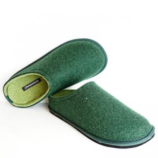 LOWENWEISS EASY BICOLOR WOMEN'S SLIPPERS WOOL FOREST GREEN LIGHT GREEN REMOVABLE FOOTBED
