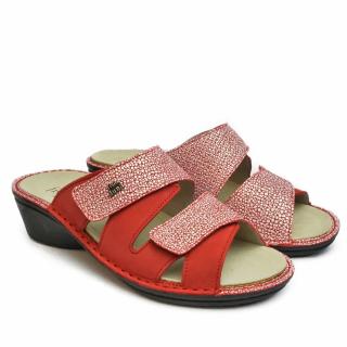DUNA RED NUBUK SLIPPERS WITH DOUBLE STRAP REMOVABLE INSOLE