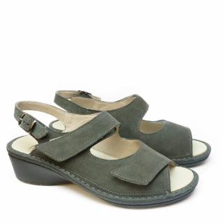 DUNA STEEL COLORED SANDALS WITH DOUBLE STRAP AND REMOVABLE INSOLE