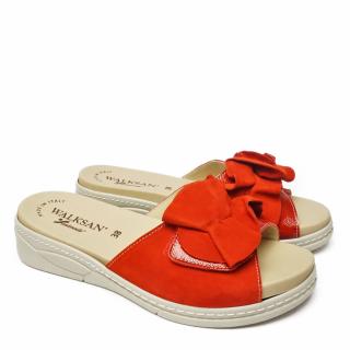 SUSIMODA SUEDE RED SLIPPERS WITH RIBBON AND REMOVABLE INSOLE