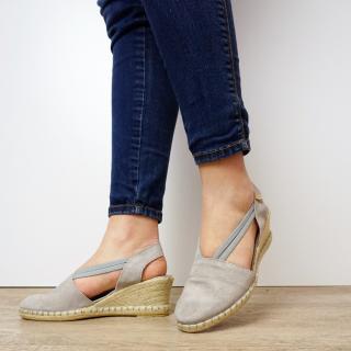 VERBENAS MAIKA SUEDE WEDGE SANDALS WITH LACES PEARL GRAY
