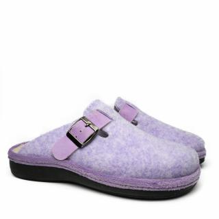 DIAMANTE FELT SLIPPER WITH BUCKLE AND REMOVABLE FOOTBED PURPLE