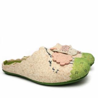 DIAMANTE FELT SLIPPER WITH REMOVABLE FOOTBED WITH PINK SHEEP