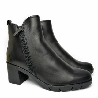 FLEXX STAND UP WOMEN'S ANKLE BOOT IN VERY SOFT LEATHER WITH HEEL AND ZIPPERS BLACK