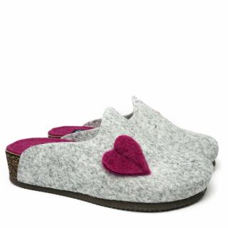 DEFONSECA SLIPPER IN GRAY FELT WITH BEADS AND HEART