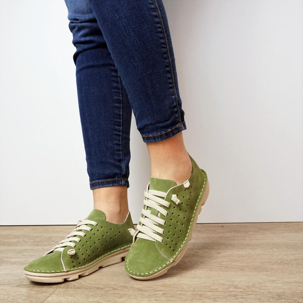 Chaussures à lacets - vert d'olive en nubuck
