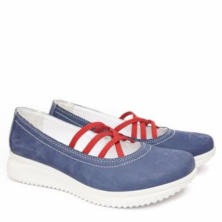 ENVAL SOFT COMFORTABLE WOMAN SHOE WIDE FIT BLUE WITH RED STRINGS