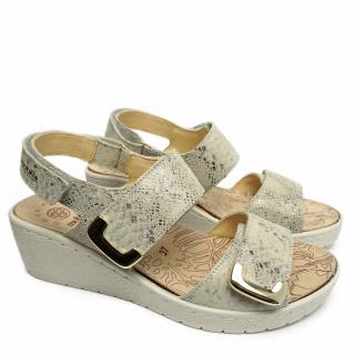 MOBILS BY MEPHISTO PAM CHIC SANDALES EN CUIR PLATINE SEMELLE AMOVIBLE DOUBLE STRAP