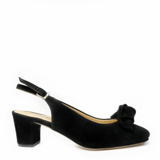 SANTE' PUMPS IN BLACK SUEDE WITH STRAP AND BOW