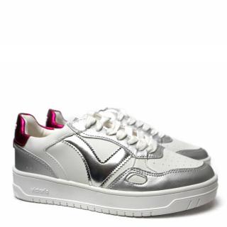 VICTORIA LEATHER SNEAKERS WITH BREATHABLE HOLES AND SHINY DECORATIONS