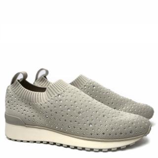 CAPRICE MOCCASIN STYLE SNEAKERS IN ELASTIC FABRIC WITH GLITTER AND REMOVABLE GRAY FOOTBED