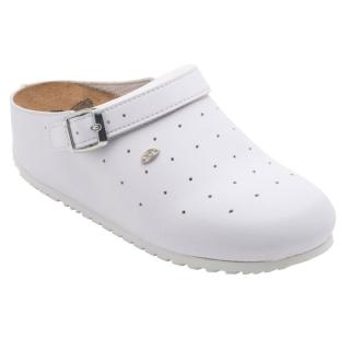 SCHOLL CLOG SOPHY/WEDGE PERFORATED LEATHER ULTRA BREATHABLE WHITE