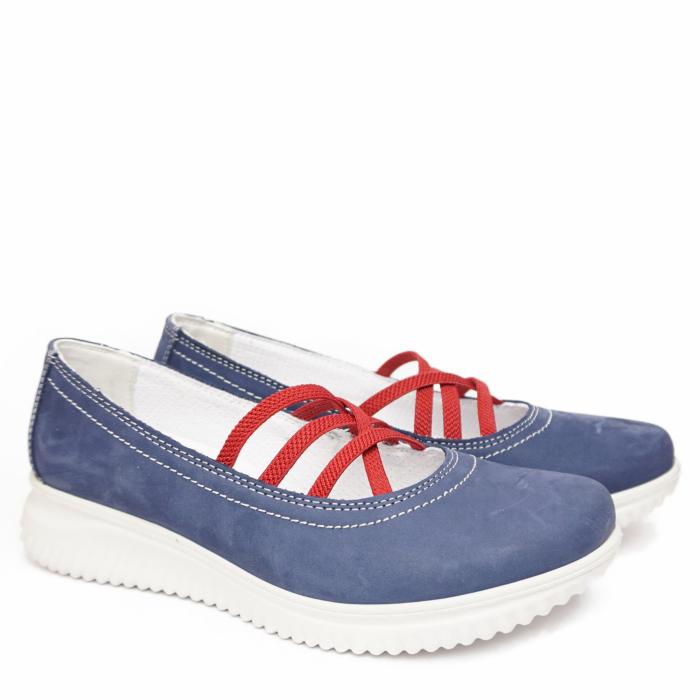 ENVAL SOFT COMFORTABLE WOMAN SHOE WIDE FIT BLUE WITH RED STRINGS |  SanitariaWeb