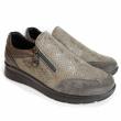 ENVAL SOFT GREY LEATHER SHOE WITH SIDE ZIPPER AND WEDGE