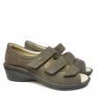 DUNA GRAY LEATHER SANDAL WITH BACK SUPPORT AND TRIPLE STRAP REMOVABLE INSOLE