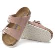 BIRKENSTOCK ARIZONA DOUBLE BUCKLE SUEDE SLIPPERS SOFT FOOTBED PINK CLAY