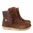 ON FOOT BROWN SUEDE AND WOOL ANKLE BOOT WITH ZIP AND REMOVABLE FOOTBED