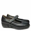 DUNA GRAY LEATHER SHOES WITH STRAP AND WIDE FIT