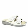 DUNA SLIPPERS PREPARED IN WHITE NUBUCK LEATHER WITH BEADS, DOUBLE STRAP, REMOVABLE FOOTBED