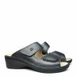 DUNA SLIPPER PREPARED IN ANTHRACITE EMBOSSED LEATHER WITH DOUBLE STRAP AND REMOVABLE FOOTBED