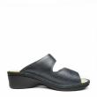 DUNA SLIPPER PREPARED IN ANTHRACITE EMBOSSED LEATHER WITH DOUBLE STRAP AND REMOVABLE FOOTBED - photo 1