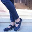 COMFORT MARY JANE SHOES IN BLUE SUEDE LEATHER WITH STRAP AND REMOVABLE FOOTBED - photo 1