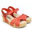 MEPHISTO LANNY SANDALS  CORK WEDGE  OILED LEATHER VINTAGE RED - photo 1