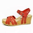 MEPHISTO LANNY SANDALS  CORK WEDGE  OILED LEATHER VINTAGE RED - photo 3
