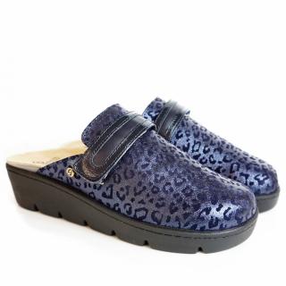 SABATINI SIMONA BLUE LEATHER SLIPPERS WITH REINFORCED SOLE