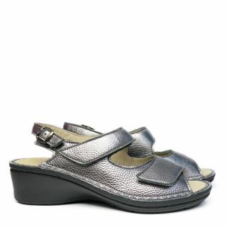 DUNA GRAY PEWTER SANDALS WITH DOUBLE STRAP AND REMOVABLE INSOLE