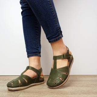 ON-FOOT KHAKI CAGED STRAP SANDALS IN SOFT LEATHER