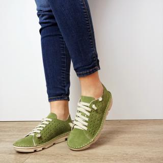 ON FOOT GREEN SUEDE SNEAKERS WITH ELASTIC LACES