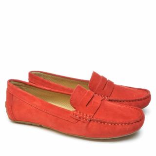 FLEXX PENNY SUEDE RED MOCCASIN FOR WOMEN REMOVABLE INSOLE