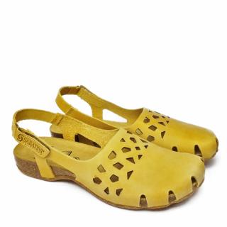 SABATINI OPEN TOE YELLOW SANDALS WITH STRAP AND MEMORY FOAM