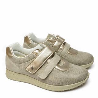 PODOLINE SALASSA LEATHER GRAY SNEAKERS WITH DOUBLE STRAP AND REMOVABLE INSOLE