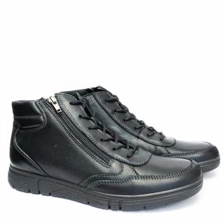 ARA BLACK HAMMERED LEATHER BOOTS WITH LACES