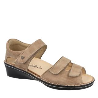 FINN COMFORT FES LEATHER SANDALS WITH TRIPLE STRAP AND REMOVABLE INSOLE