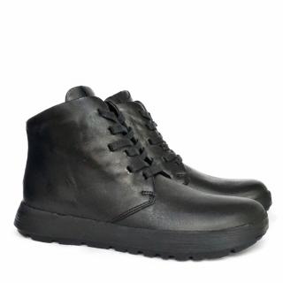 THINK WOMEN'S ANKLE BOOT IN LAMB LEATHER WITH LACES BLACK