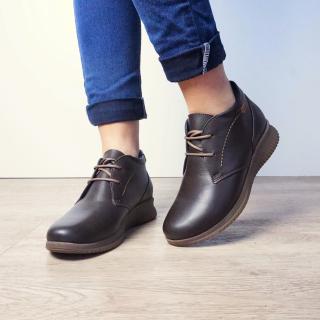 ON FOOT WOMEN'S BROWN LEATHER SHOE WITH LACES AND REMOVABLE FOOTBED