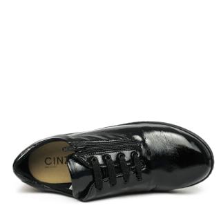 CINZIA SOFT WOMEN'S LEATHER SHOE WITH LACES, ZIP AND REMOVABLE FOOTBED BLACK