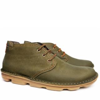 ON FOOT KHAKI MEN LEATHER SHOES WITH LACES AND REMOVABLE INSOLE