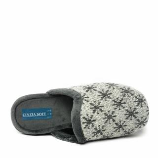 CINZIA SOFT SLIPPERS IN GRAY SOFT FABRIC
