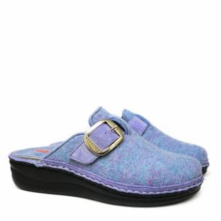 PODOLINE SEROLE LIGHT BLUE ORTHOPAEDIC FELT SLIPPER WITH LEATHER STRAP AND REMOVABLE FOOTBED