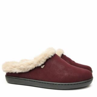 PODOLINE VALDAORA ORTHOPAEDIC SLIPPERS IN BURGUNDY ELASTICIZED NUBUCK AND FUR FOR HALLUCE VALGUS WITH REMOVABLE FOOTBED