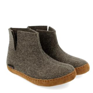HAFLINGER EMIL'S BOOTY ANTHRACITE WOOL BOOT SLIPPER WITH REMOVABLE FOOTBED