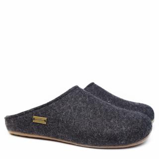 HAFLINGER EVEREST FUNDUS UNISEX SLIPPERS IN GRAPHITE GRAY FELT WITH REMOVABLE FOOTBED