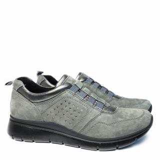 ENVAL SOFT GRAY SUEDE SHOE WITH ELASTICS AND GLITTER AND REMOVABLE FOOTBED