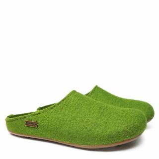 HAFLINGER EVEREST FUNDUS UNISEX SLIPPERS IN GREEN FELT WITH REMOVABLE FOOTBED