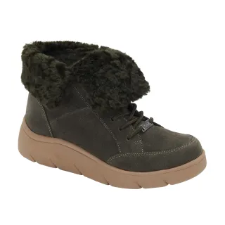 DR SCHOLL STELVIO ANKLE BOOT IN SUEDE AND GREEN FUR WITH REMOVABLE FOOTBED